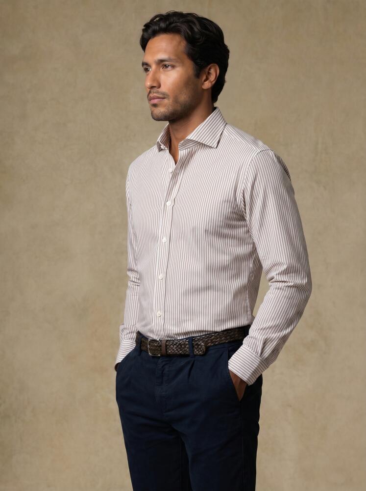 Camicia Riddle a righe avana