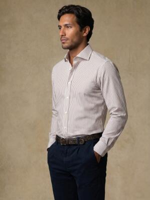 Camicia Riddle a righe avana