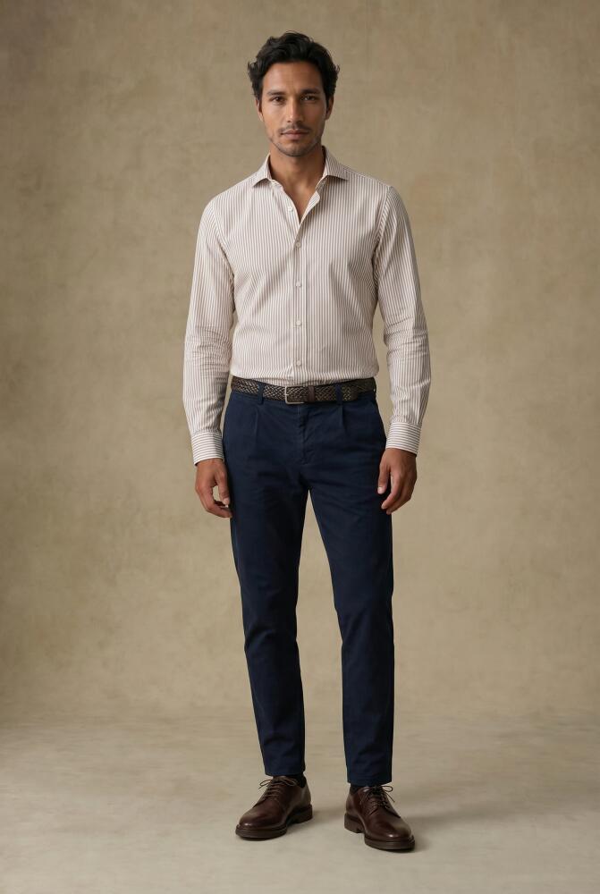 Camicia Riddle a righe avana