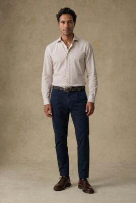 Camicia Riddle a righe avana