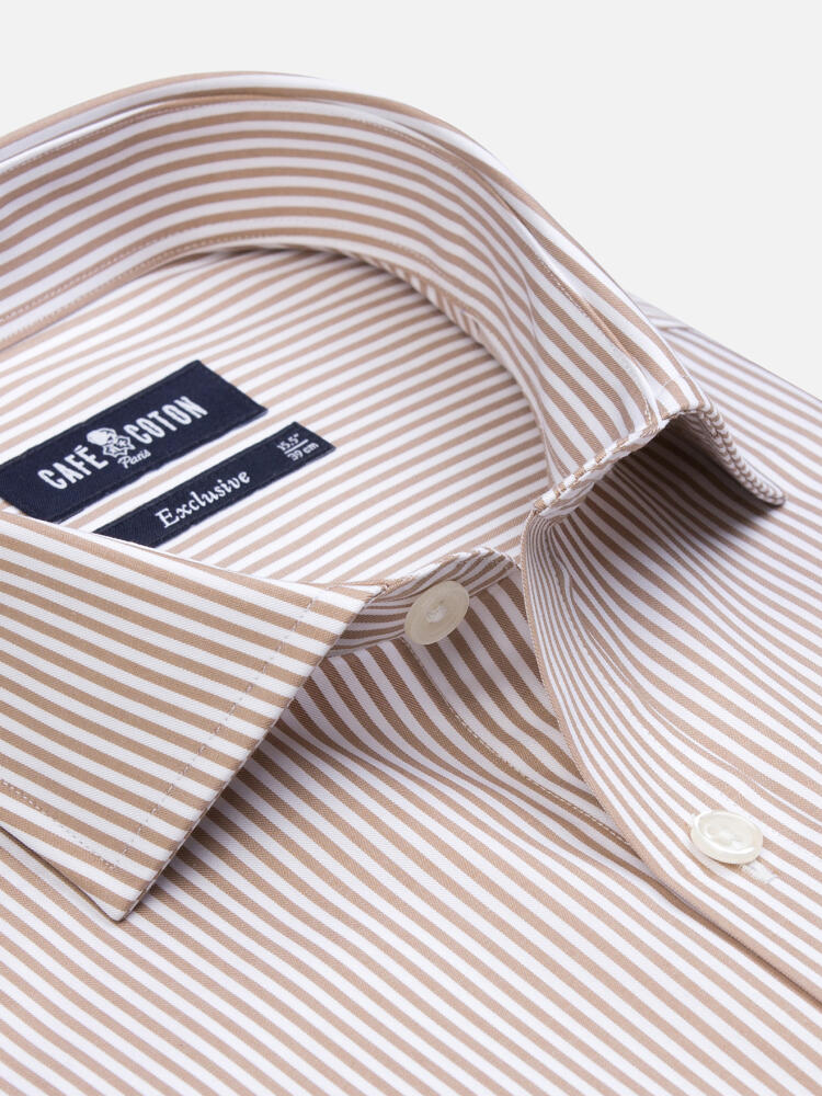 Camicia Riddle a righe avana