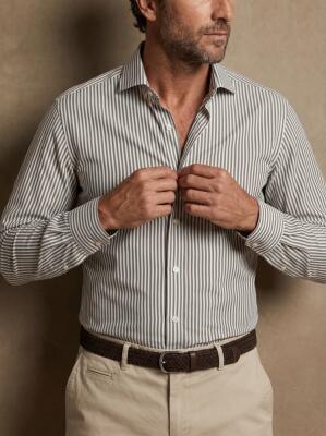 Camicia Riddle a righe khaki