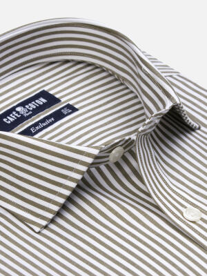 Camicia Riddle a righe khaki