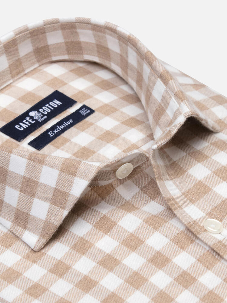 Rob Beige Checkered Flannel Shirt