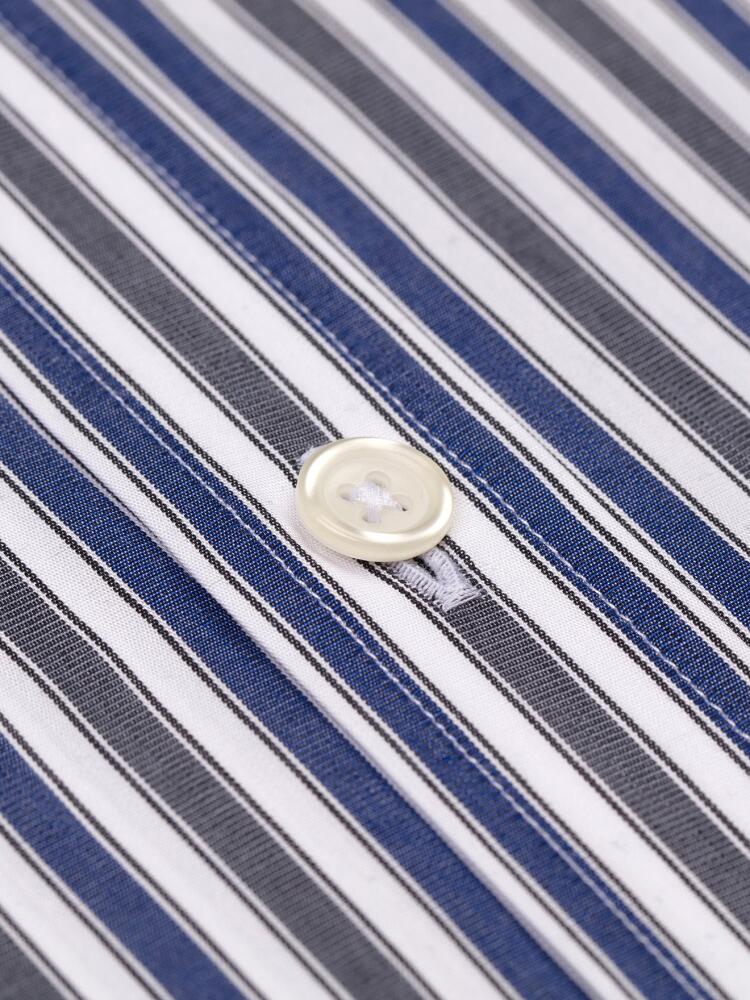 Robin navy and grey striped shirt