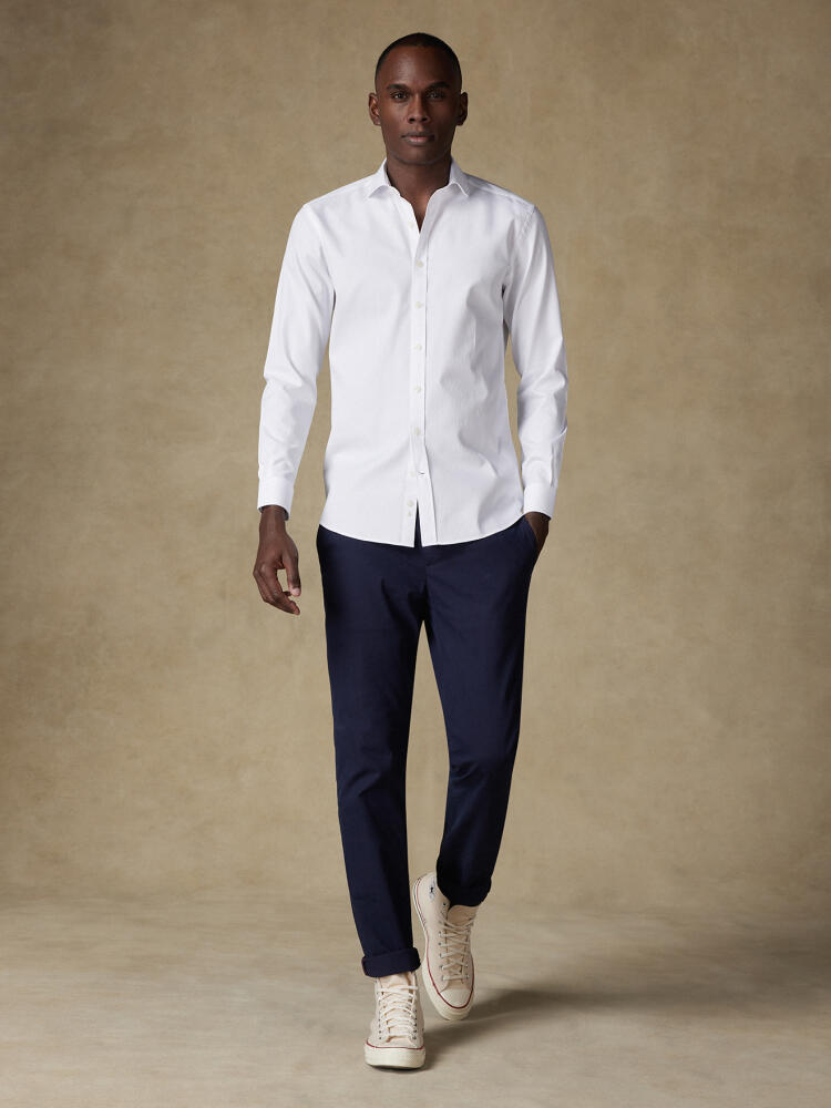 Chemise cintrée Aaron en piqué blanc