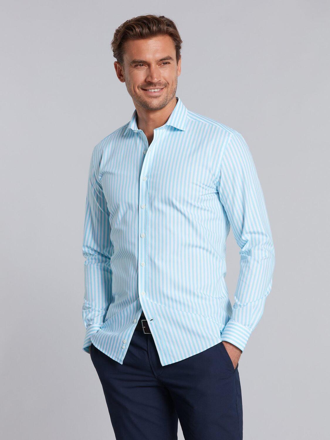Chemise cintrée Alan à rayures turquoises