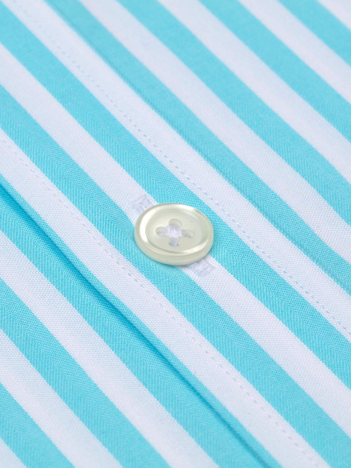 Chemise cintrée Alan à rayures turquoises