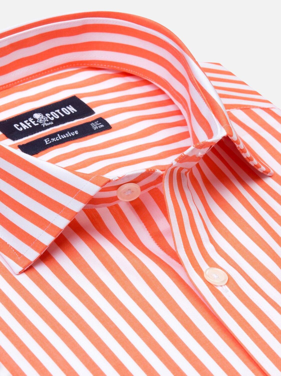 Chemise cintr&eacute;e Alan &agrave; rayures orange
