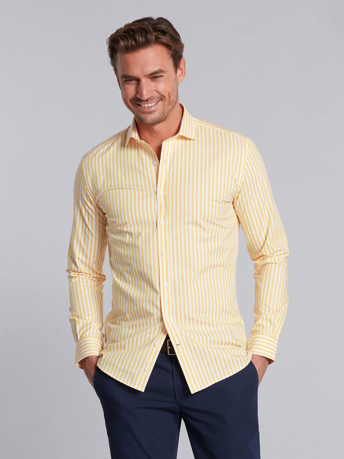 Chemise cintrée Alan à rayures jaunes