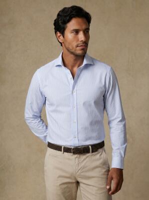 Camicia slim fit Albano a righe celesti