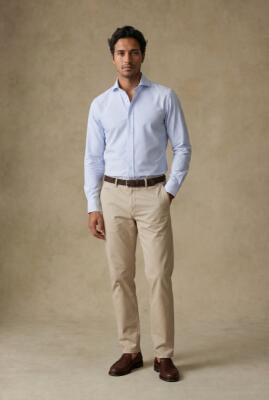 Camicia slim fit Albano a righe celesti