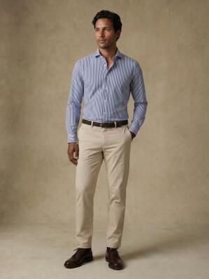 Chemise cintrée Albano à rayures marine