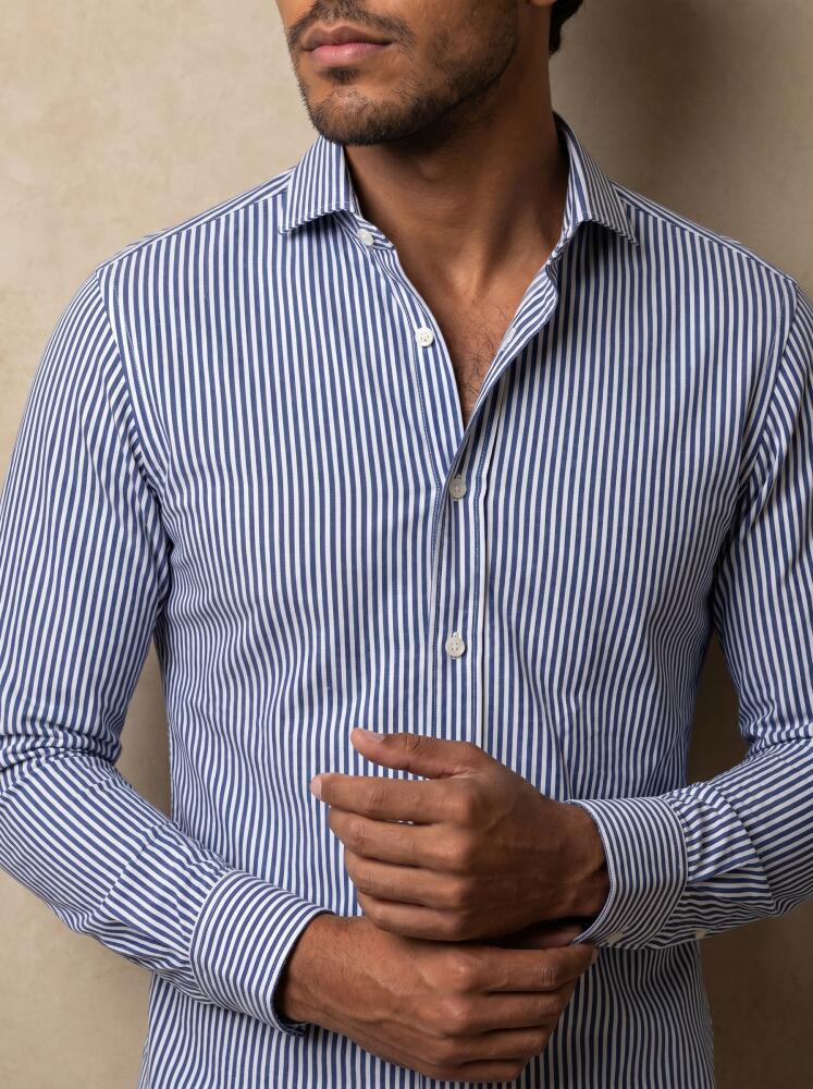 Albano Slim-Fit-Hemd mit marineblauem Streifen