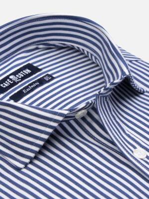 Chemise cintrée Albano à rayures marine