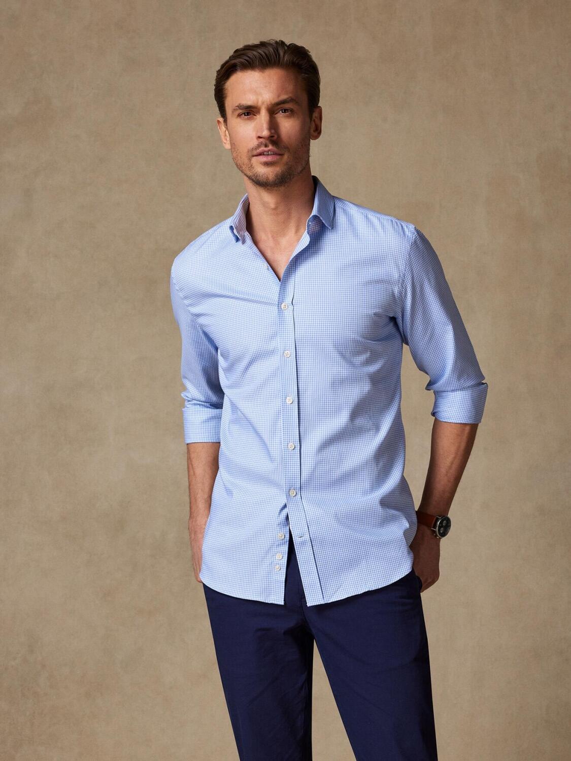 Chemise cintr&eacute;e Alfred en vichy ciel