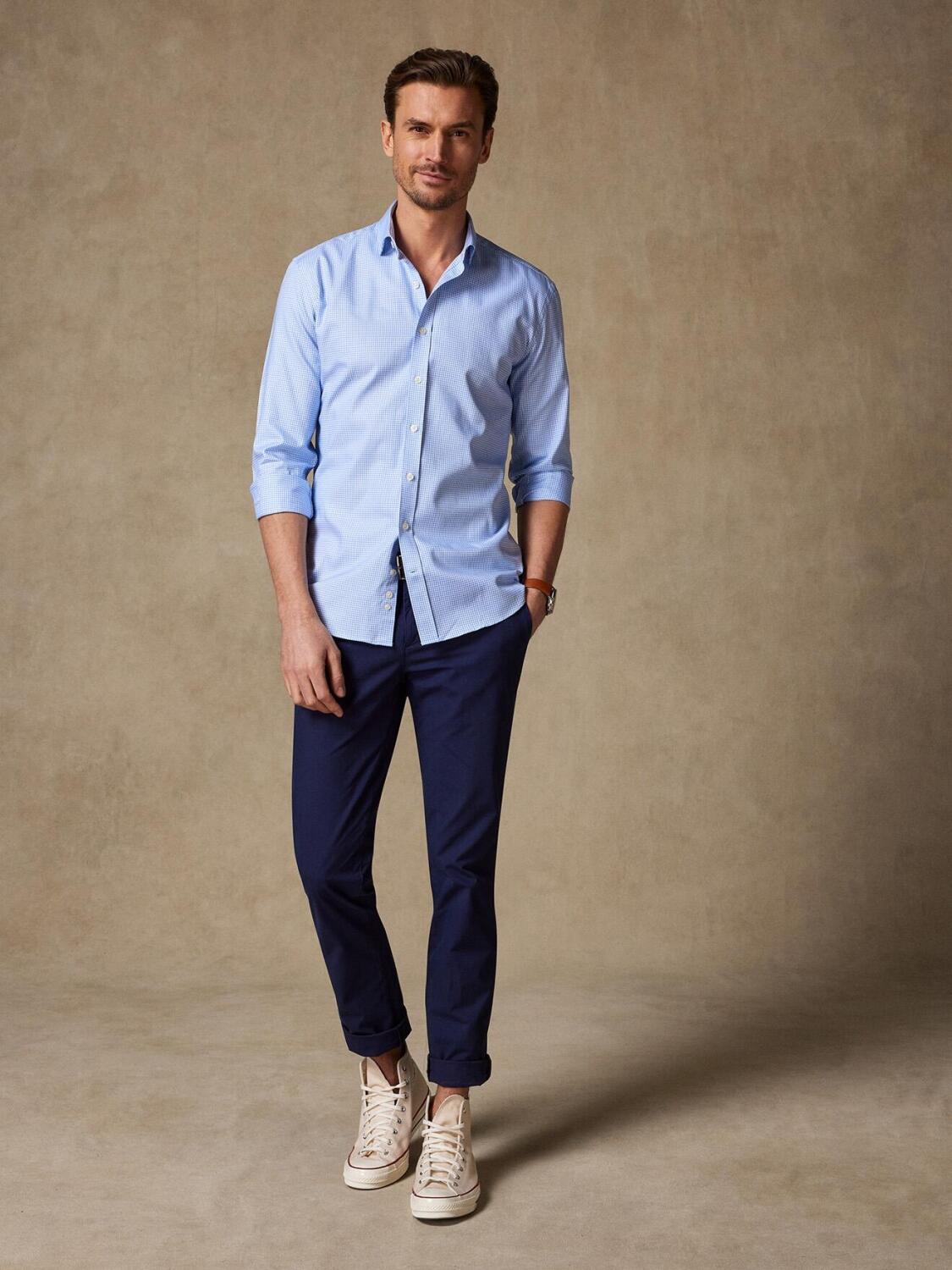 Chemise cintr&eacute;e Alfred en vichy ciel