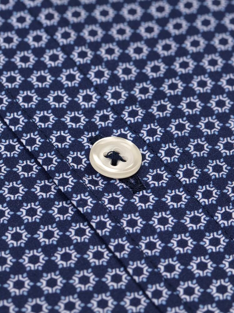 Alvin navy blue slim fit shirt with printed pattern