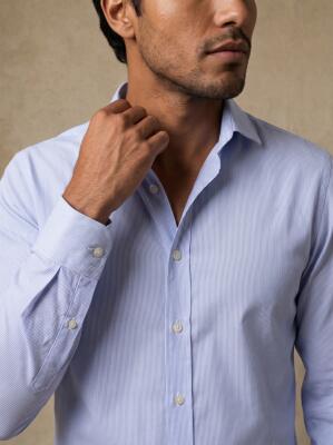 Slim Fit Alvren Sky Blue Striped Shirt