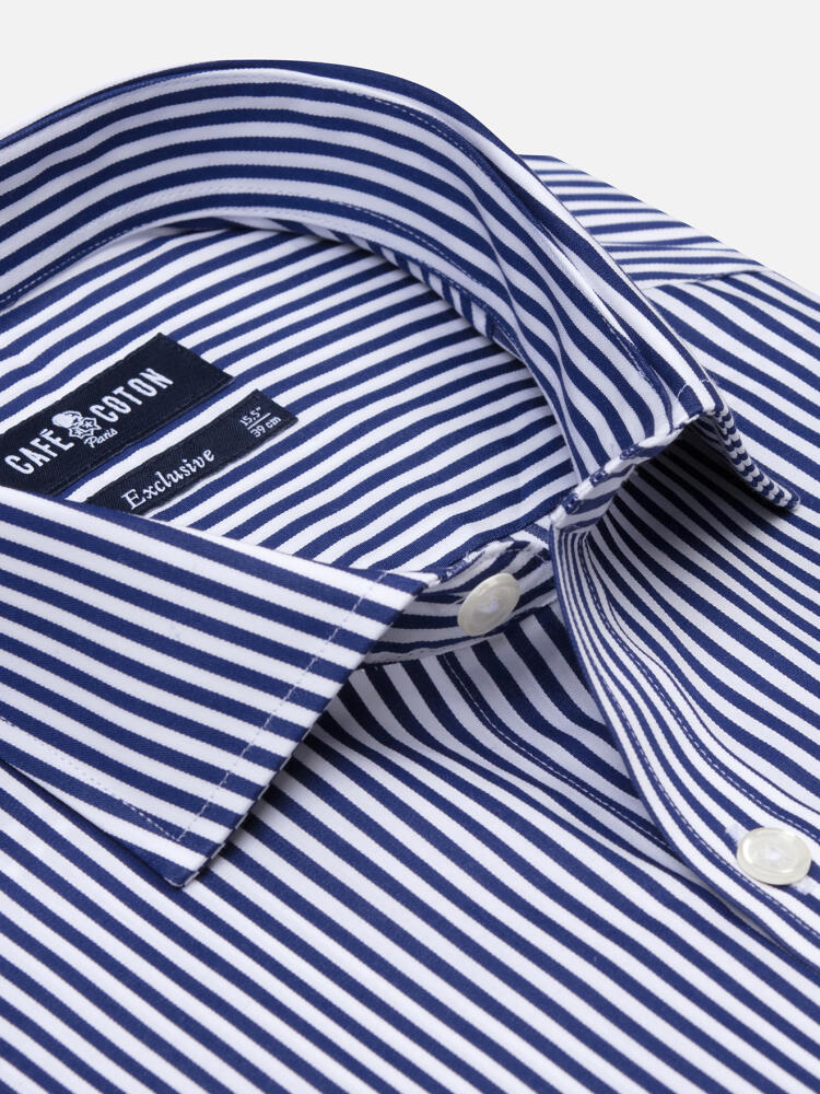 April navy stripes slim fit shirt