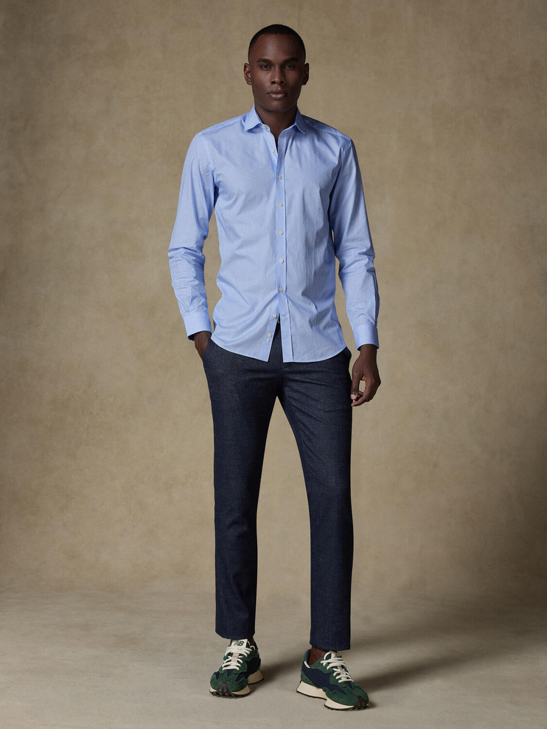 Chemise cintrée Axel à rayures bleues