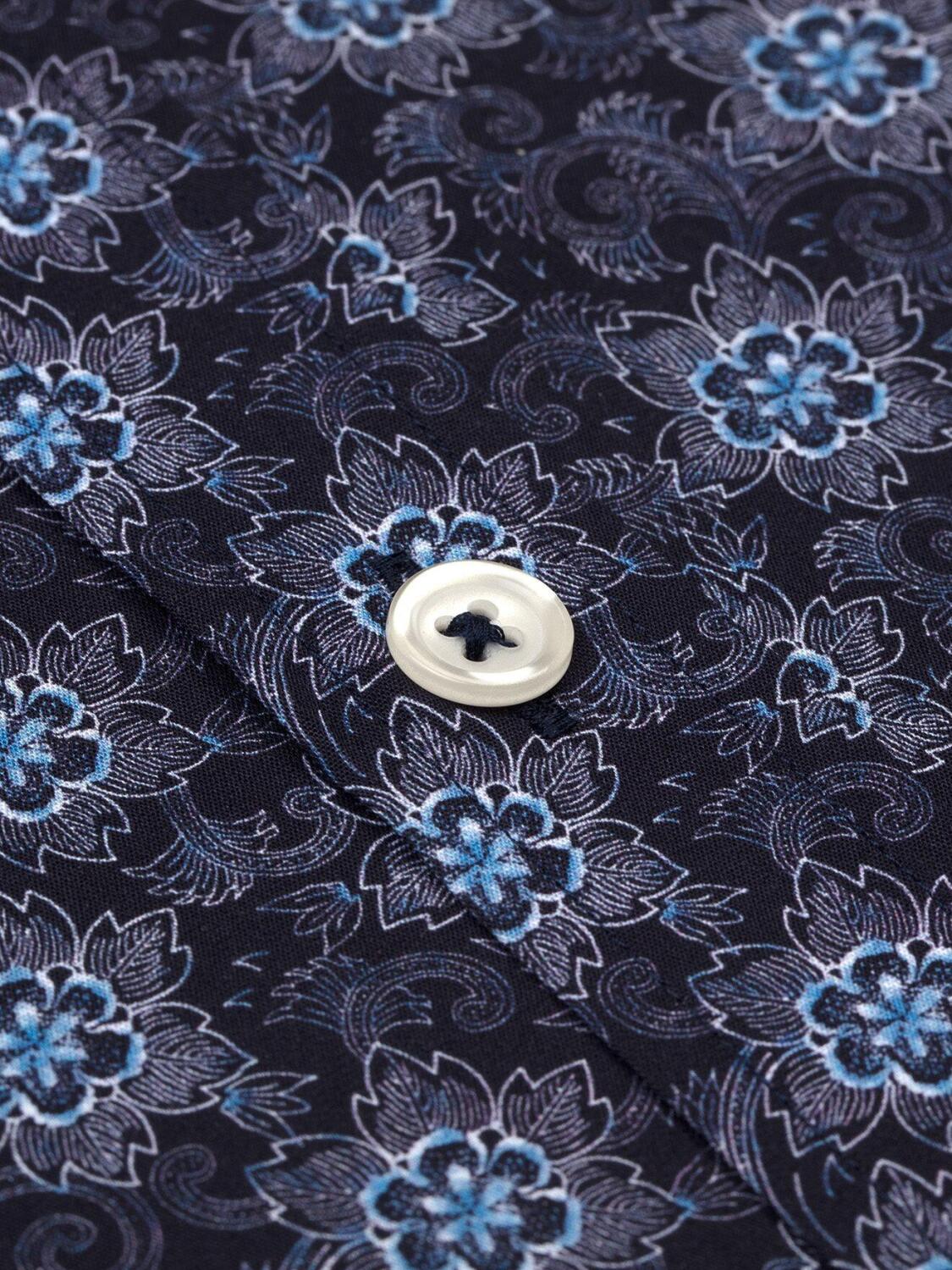 Chemise cintr&eacute;e Axel marine &agrave; imprim&eacute; floral