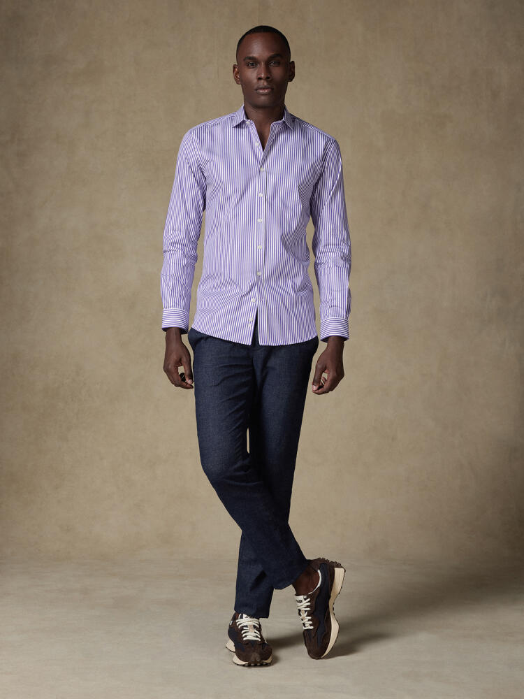 Baillee purple stripes slim fit shirt