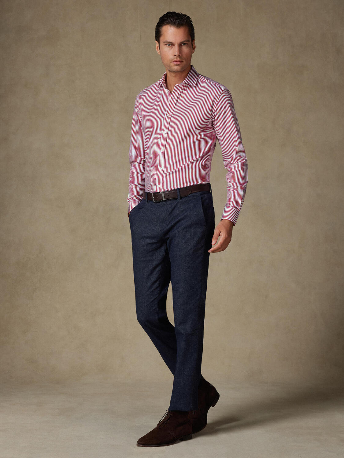 Camisa ajustada Baillee de rayas rojas