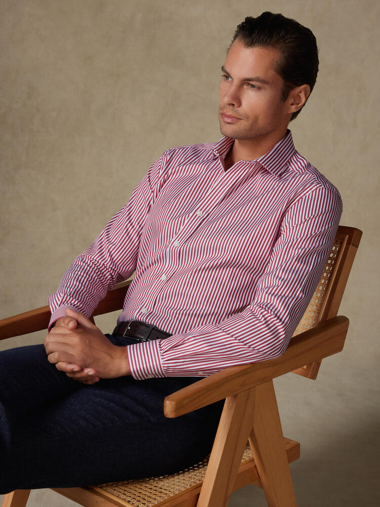 Baillee red stripes slim fit shirt