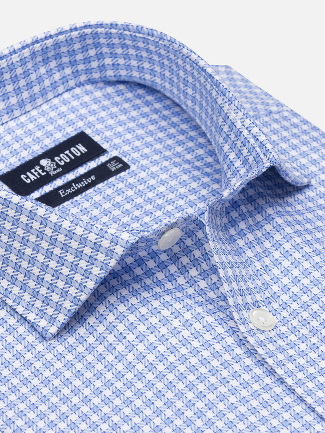 Chemise cintrée Barney à carreaux ciel