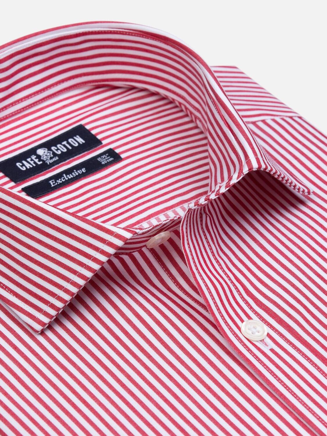 Barney slim-fit overhemd met rode strepen