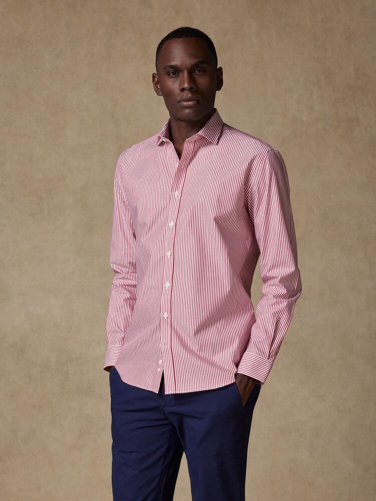 Barney slim-fit overhemd met rode strepen
