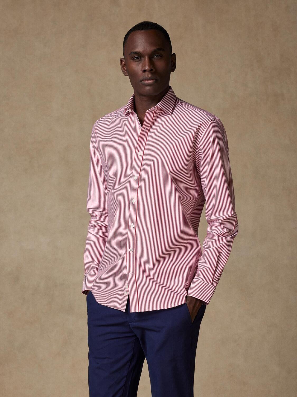 Barney slim-fit overhemd met rode strepen