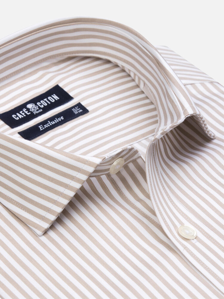 Camisa slim fit Barry a rayas crema