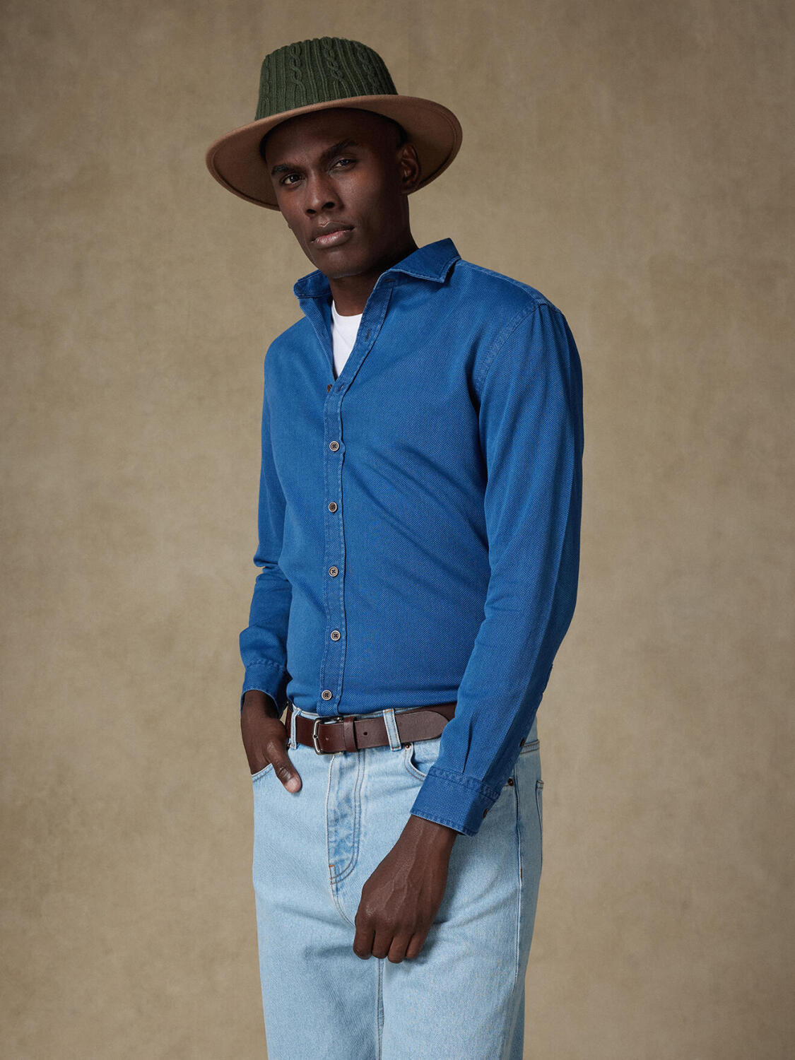 Basil indigo slim fit shirt