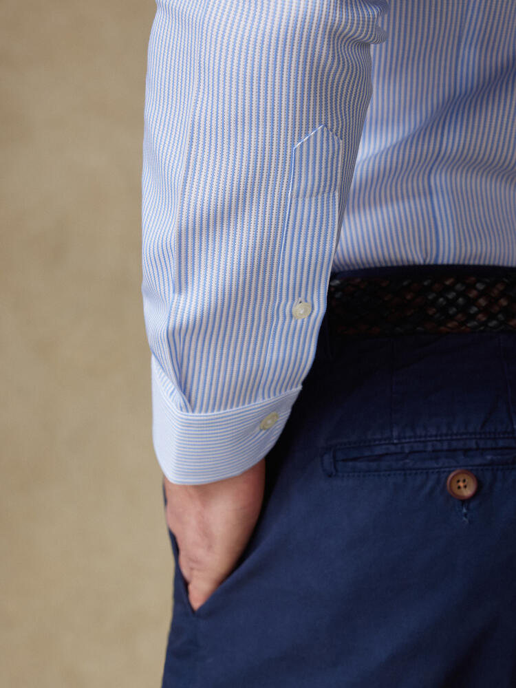Overhemd slim Bennett met strepen lichtblauw