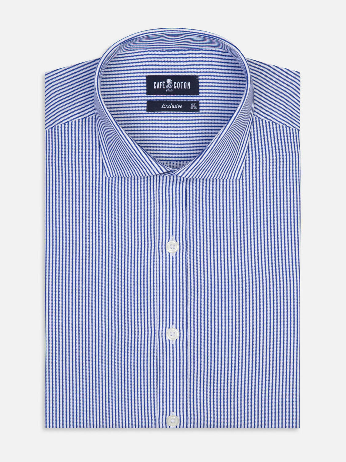 Overhemd slim Bennett met strepen marineblauw