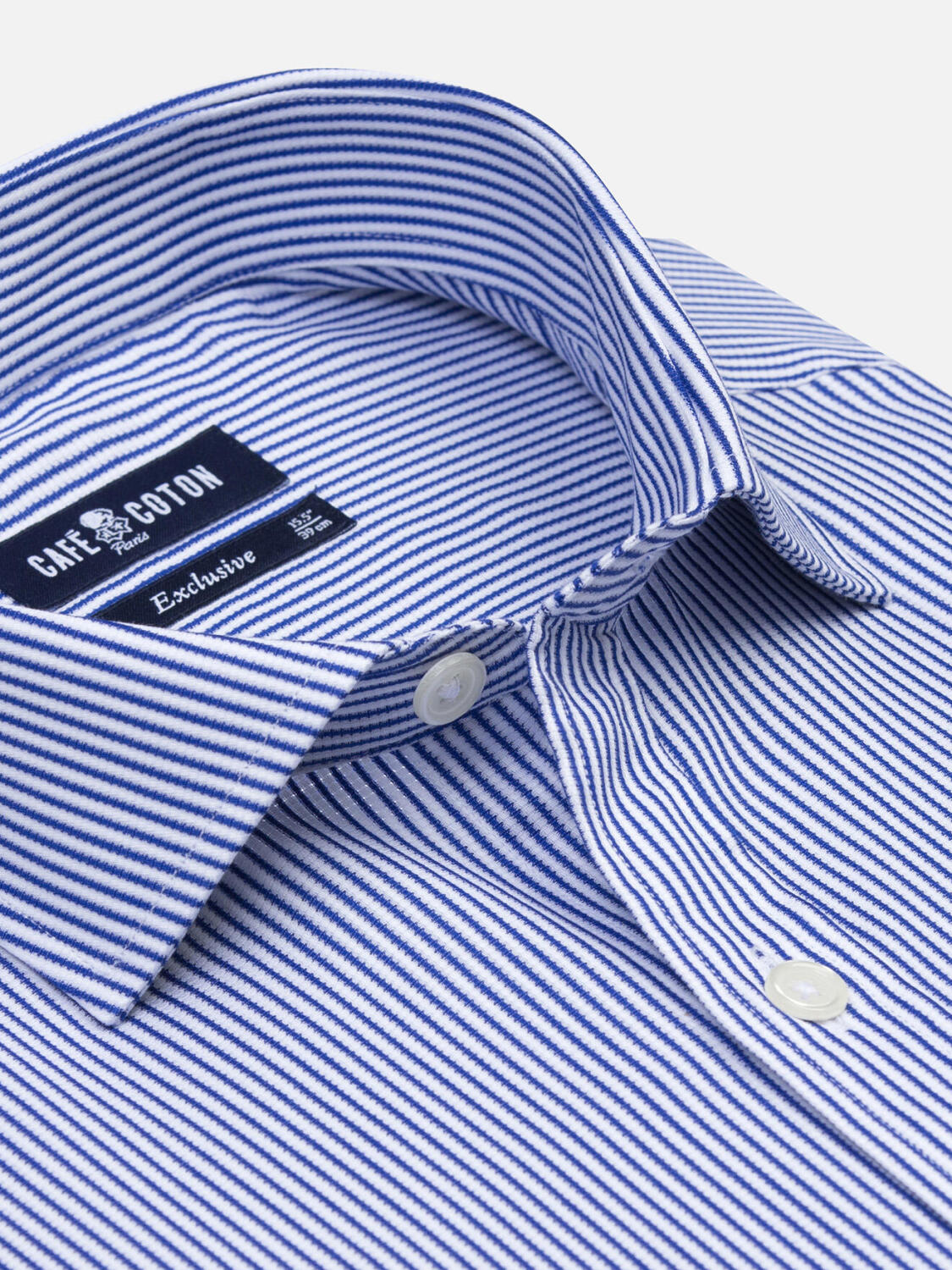 Overhemd slim Bennett met strepen marineblauw