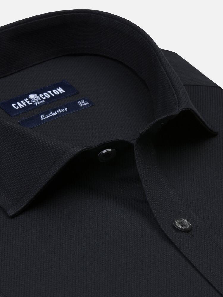 Black twill slim fit shirt