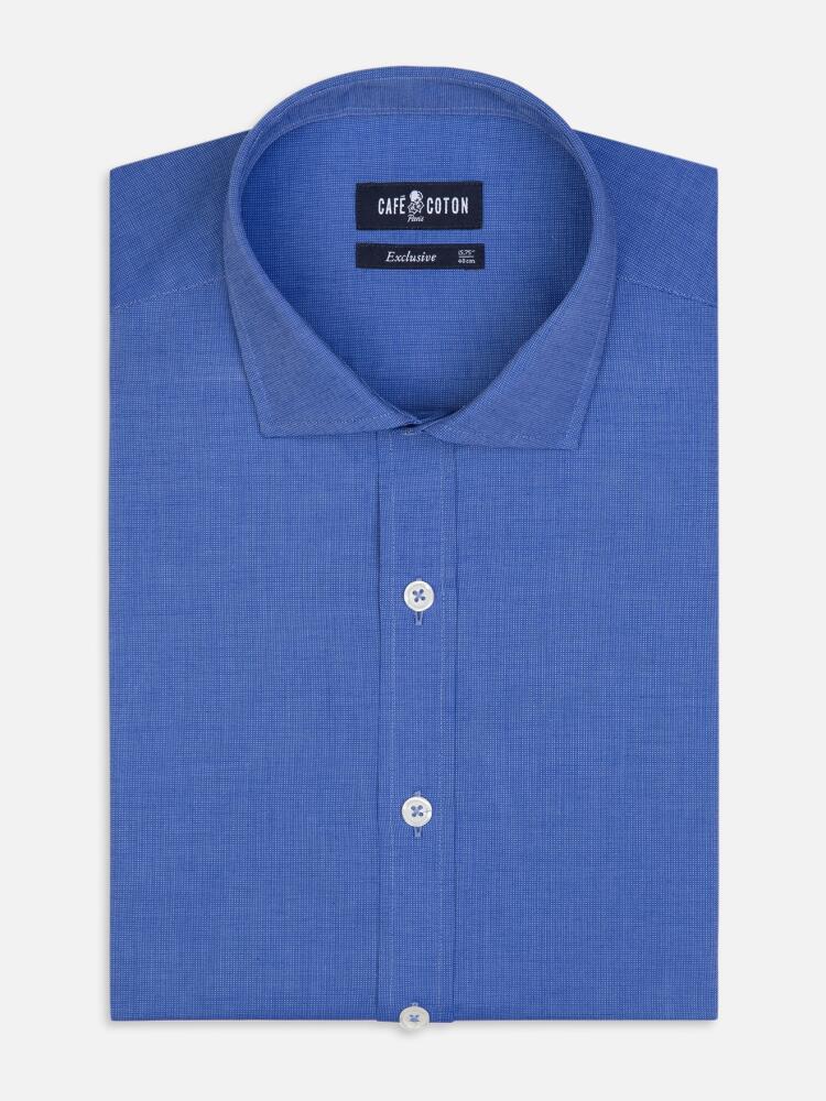 Chemise cintrée Bob en micro-oxford bleu