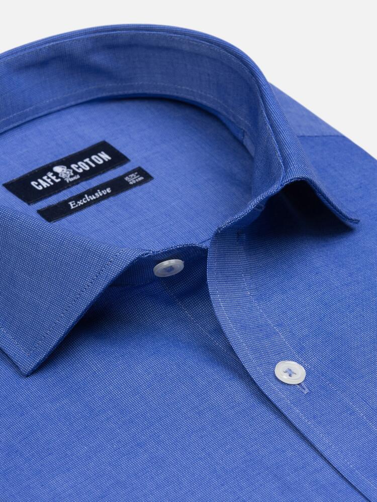 Chemise cintrée Bob en micro-oxford bleu