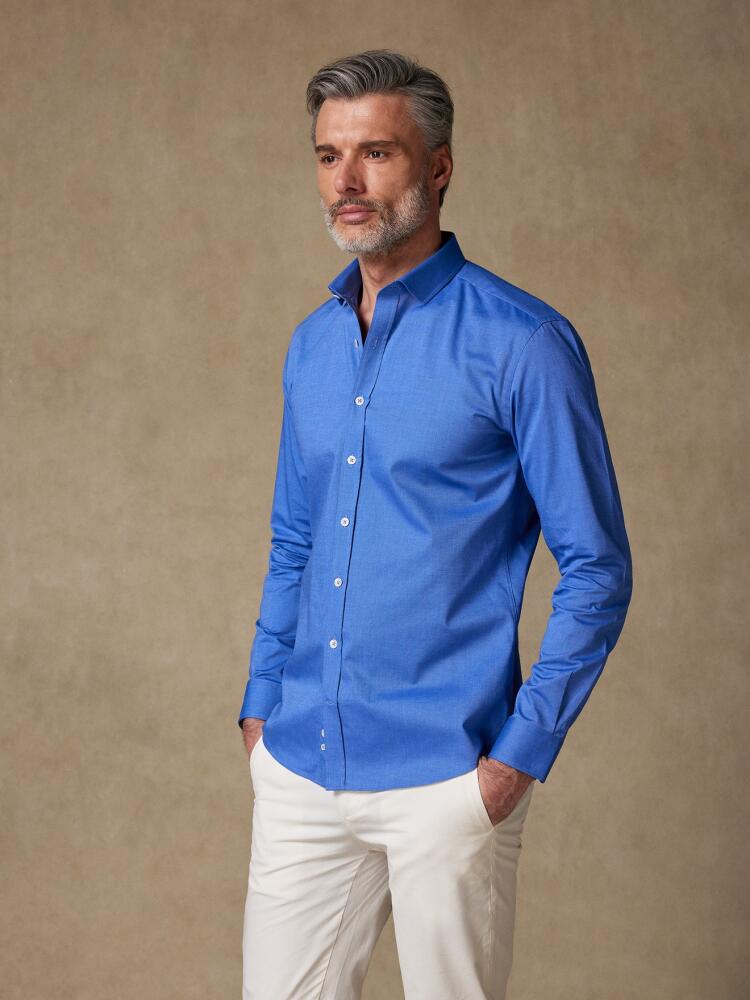 Camisa Bob Slim Fit azul micro-oxford