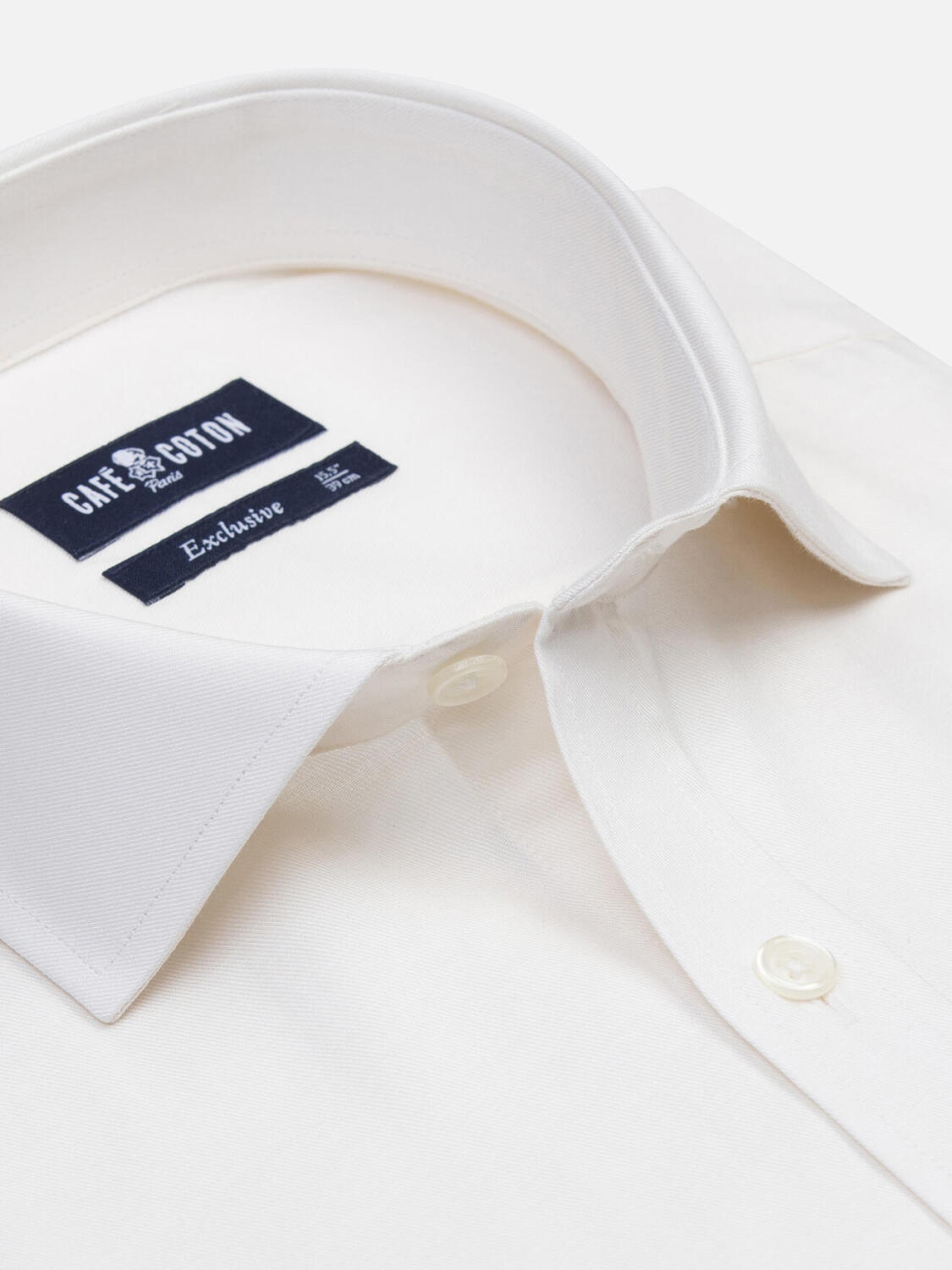 Camicia slim Bolton off-white in cotone & lyocell