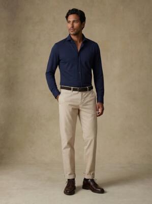 Chemise cintrée Boxy en jersey marine