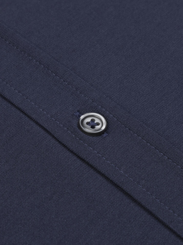 Boxy Slim-Fit-Hemd aus marineblauem Jersey