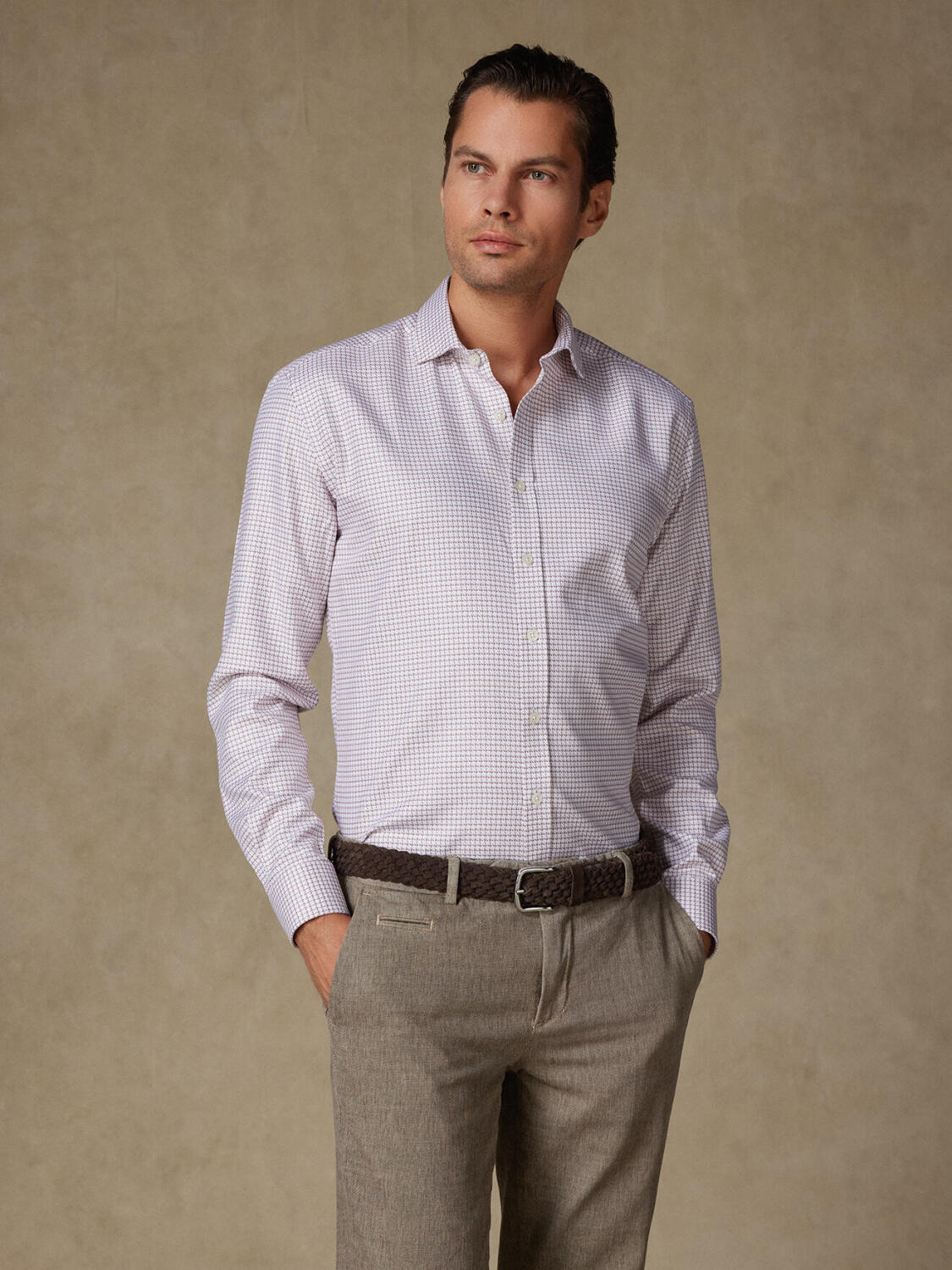 Brent grijs geruit slim fit overhemd