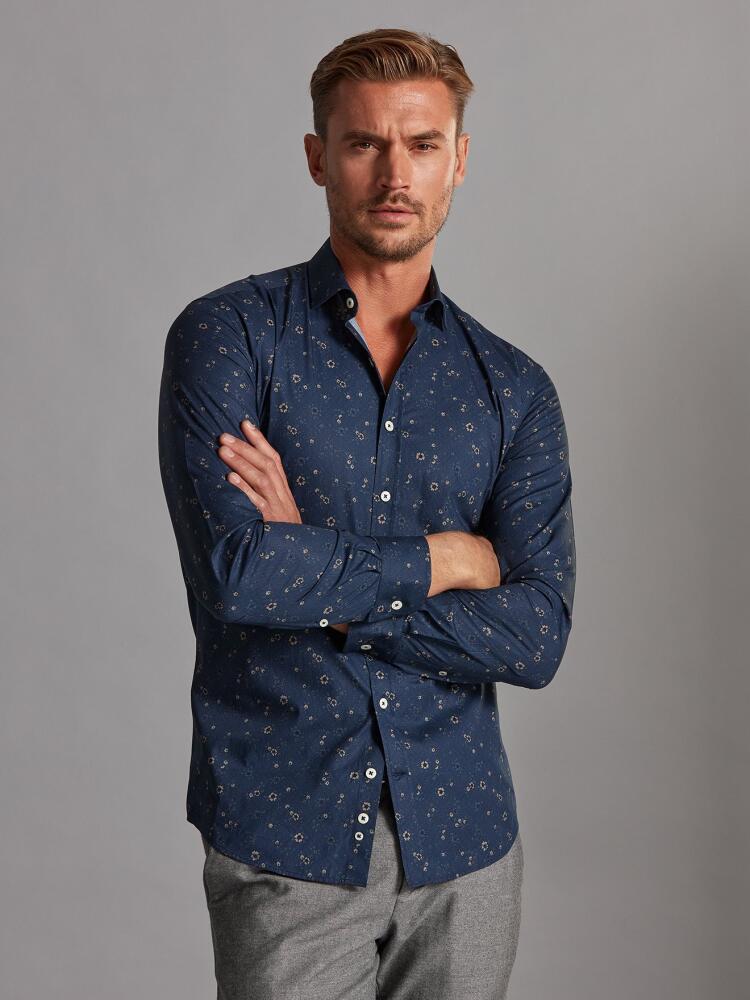 Bretty navy blue slim fit shirt with floral print