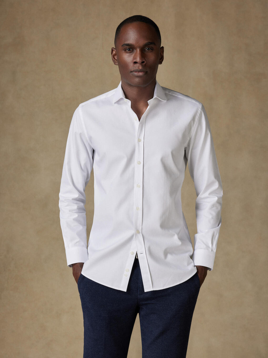 Wit shirt met structuur Brice - Slim Fit