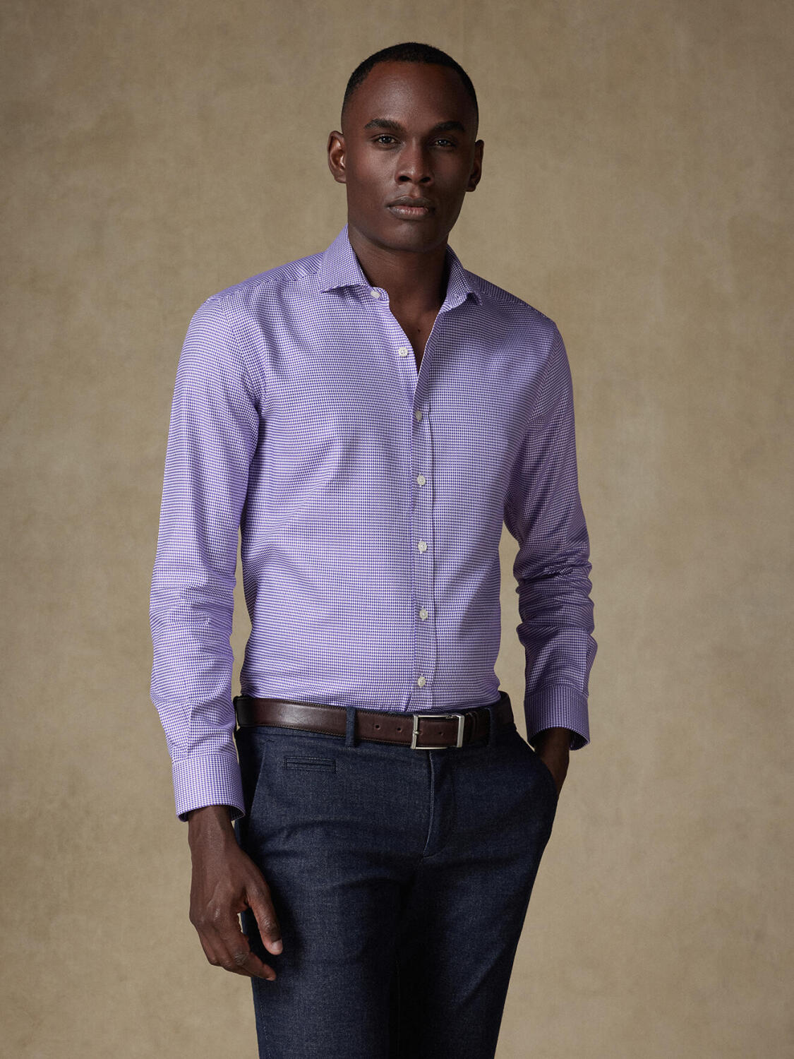 Camicia slim fit Bud in twill viola