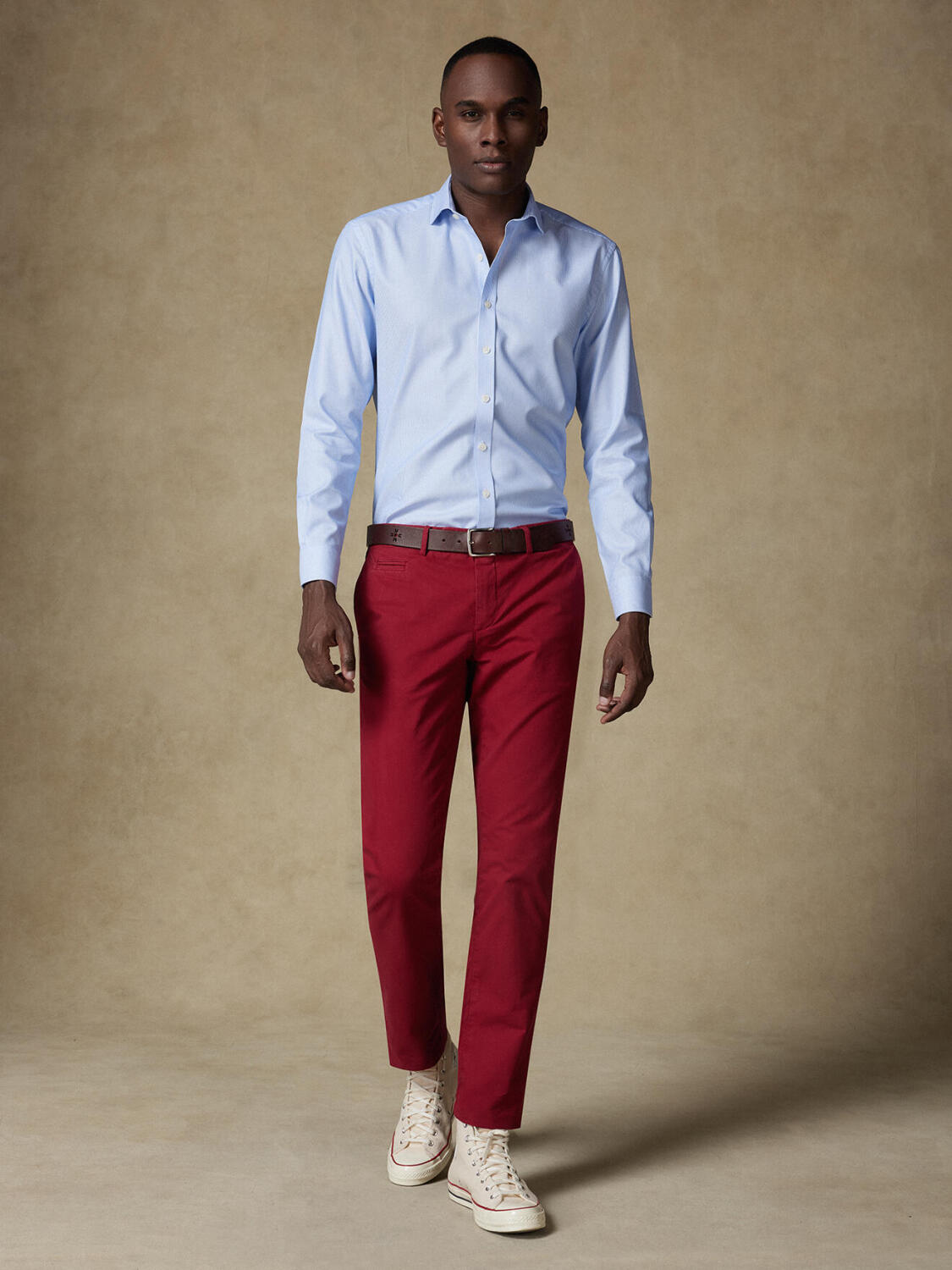 Buster sky blue textured slim fit shirt